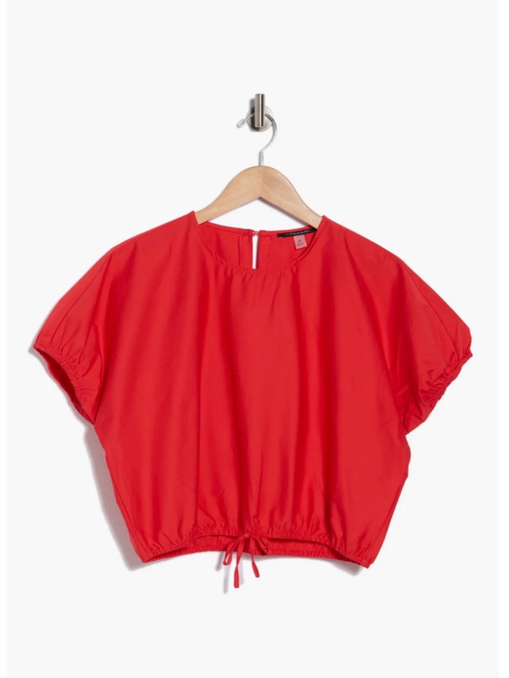 T Tahari Short Sleeve Tie-Waist Crop Top Size M